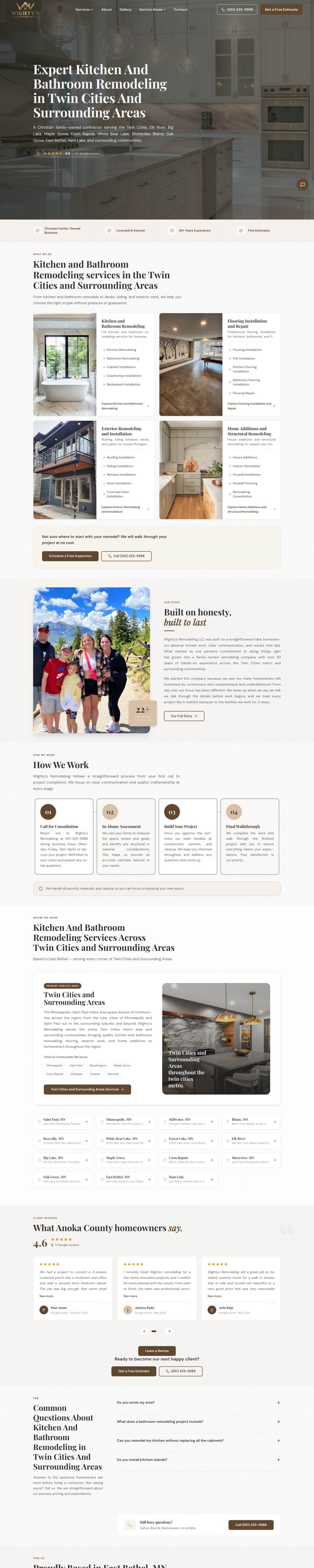Wighty's Remodeling website, full page